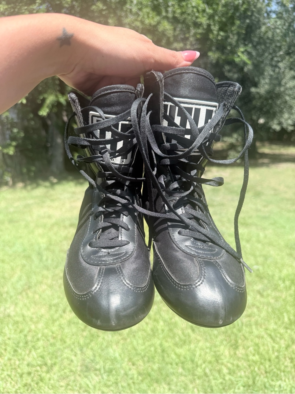 Kids Black Lace-Up Training Boots